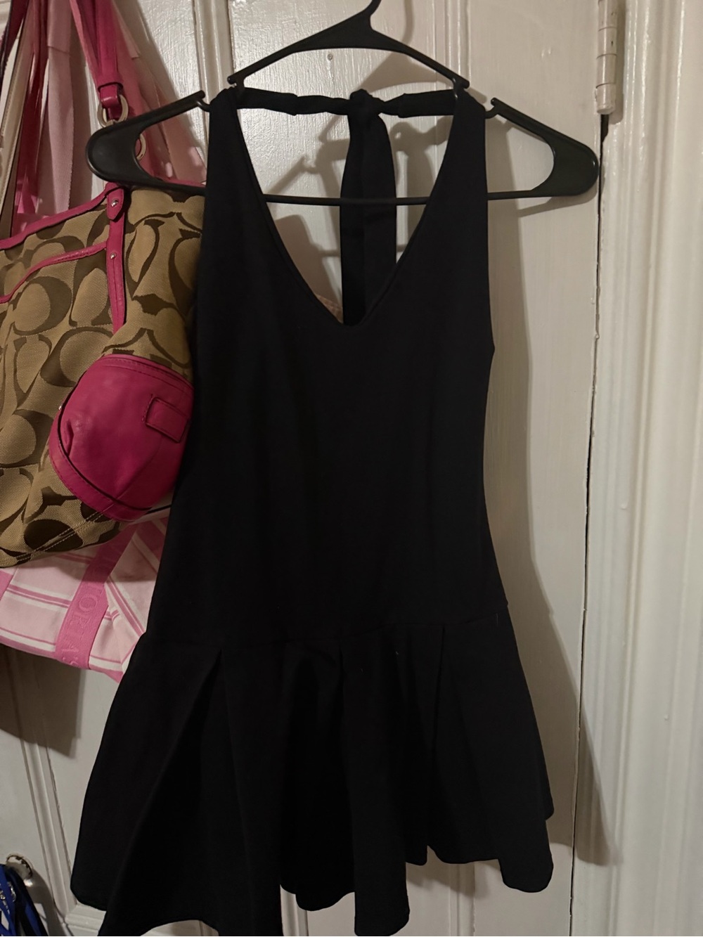 Windsor Black Halter Mini Dress with Ruffle Hem